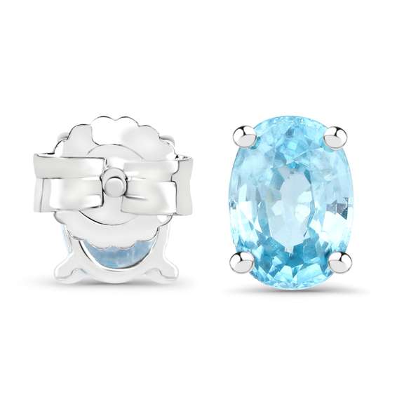 Plated Rhodium 2.40ctw Blue Zircon Earrings