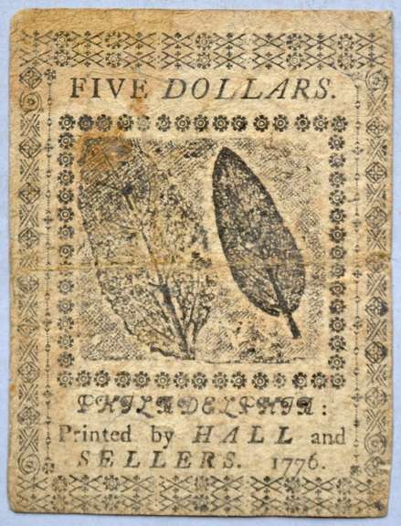 July 22 1776 $5 Continental Congress US Colonial Note