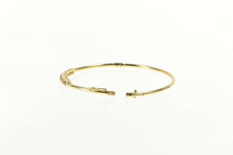 14K Yellow Gold 0.75 Ctw Ruby Diamond Inset Oval Bangle Bracelet