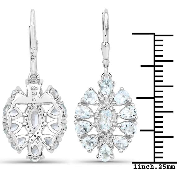 Plated Rhodium 2.80ctw Aquamarine and White Topaz Earrings