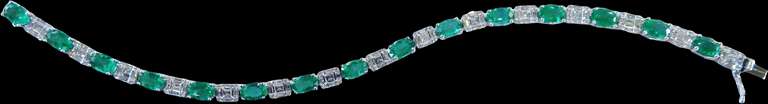 Gorgeous 18kt White Gold Emerald and Diamond Bracelet