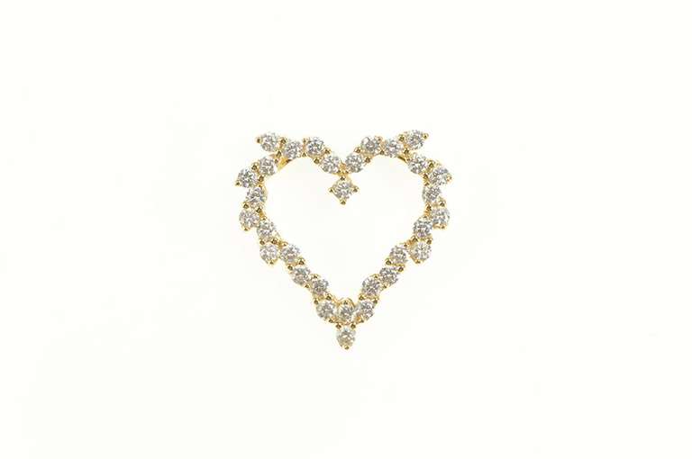 14K Yellow Gold Classic Heart Love Symbol Cubic Zirconia Pendant