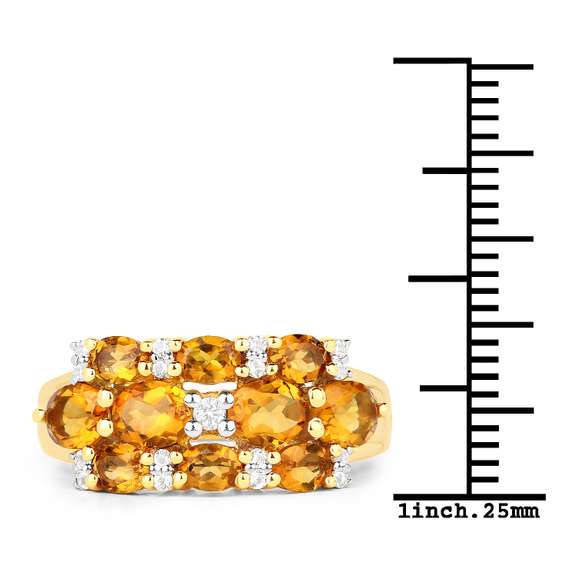 Plated 14KT Yellow Gold 2.28ctw Citrine and White Topaz Ring
