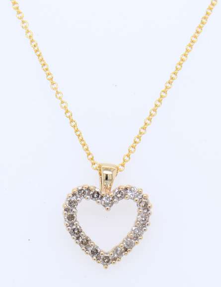 Fabulous Yellow Gold Diamond Heart Pendant on Chain