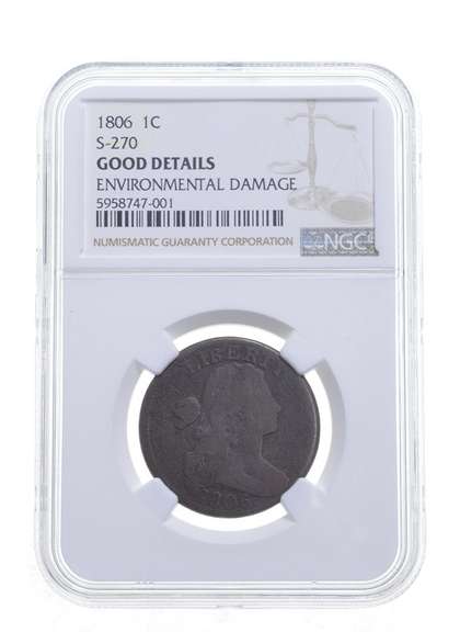 Good Details 1806 Draped Bust Large Cent - S-270 Environ. Damage - NGC