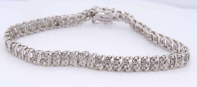 Vintage Sterling Silver Cubic Zirconia Tennis Bracelet