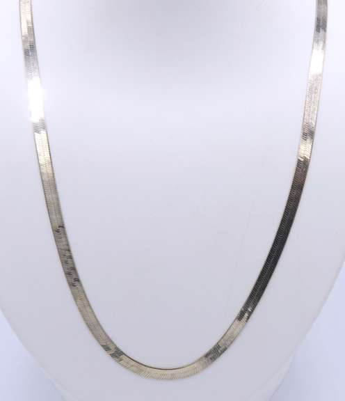 Vintage Italian Sterling Silver Herringbone Necklace