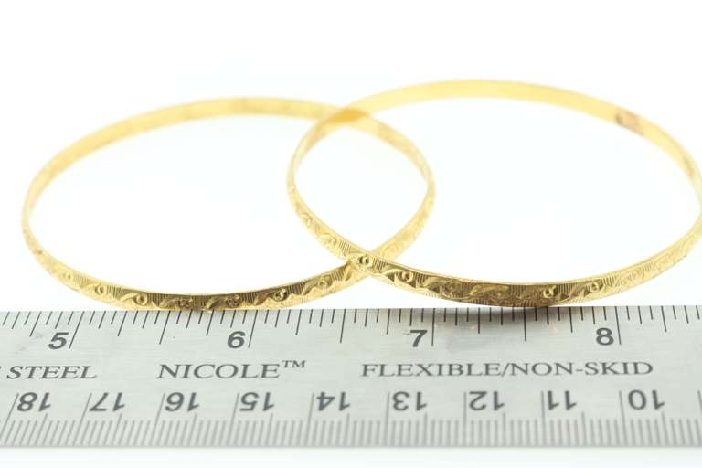 Impressive Pair of 22k Gold Bangle Bracelets