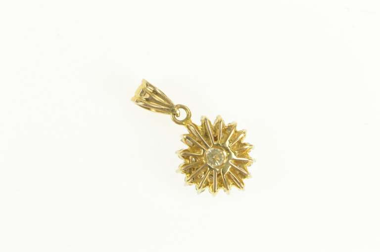 14K Yellow Gold 0.50 Ctw Round Diamond Halo Cluster Pendant
