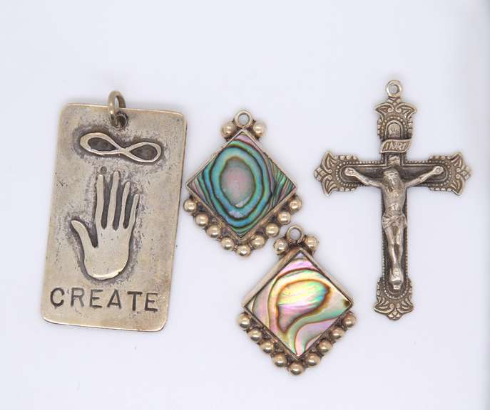 Vintage 925 Sterling Silver Group Lot of 4 Pendants