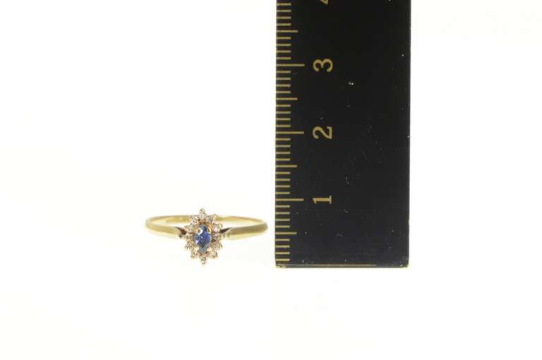 14K Yellow Gold Marquise Emerald Diamond Halo Engagement Ring