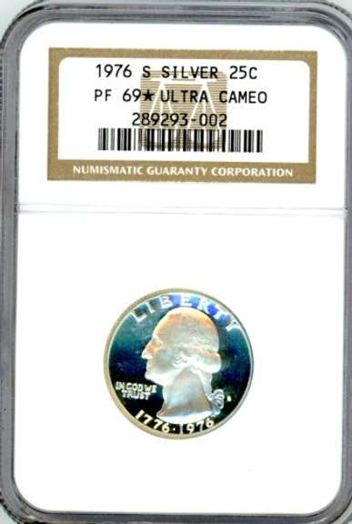 1976-S Silver Bicentennial Washington Quarter. NGC PF69* Ultra Cameo