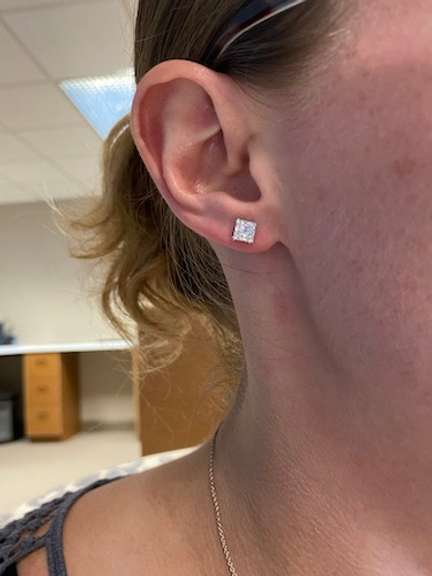 Princess Cut Double Prong 1.69CTW Diamond Studs