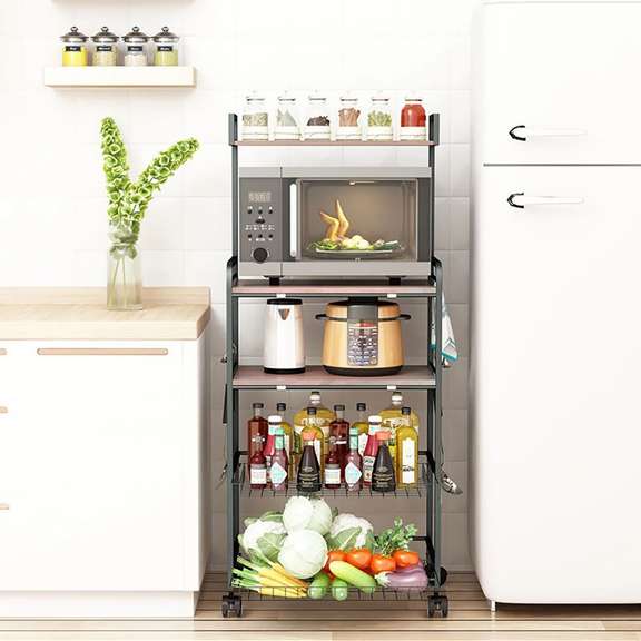 5-Layer Storage Rack Microwave Bowl Kitchen Cart