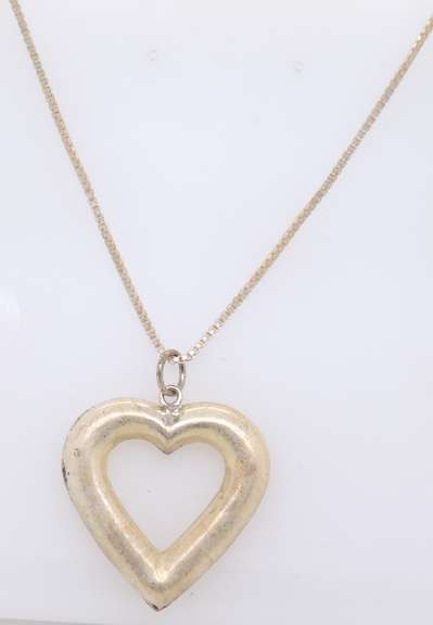 Vintage Sterling Silver Heart Shaped Pendant on Chain