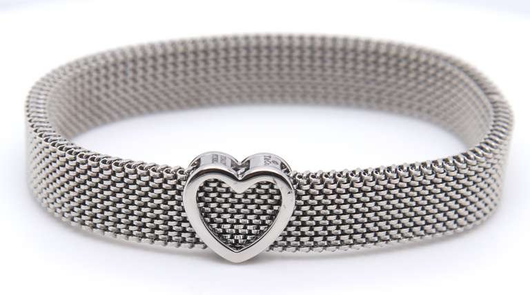 Tiffany & Co Stainless Steel Somerest Heart Stretch Bracelet