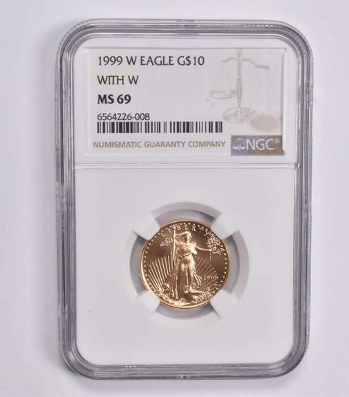 MS69 1999-W $10 American Gold Eagle 1/4 ONGC ERROR Proof Unfinished