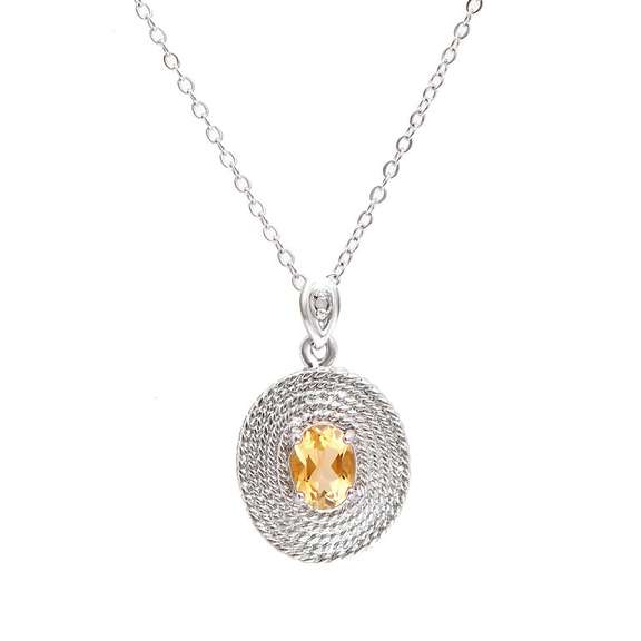 Classic Vintage Designer Citrine Diamond Pendant