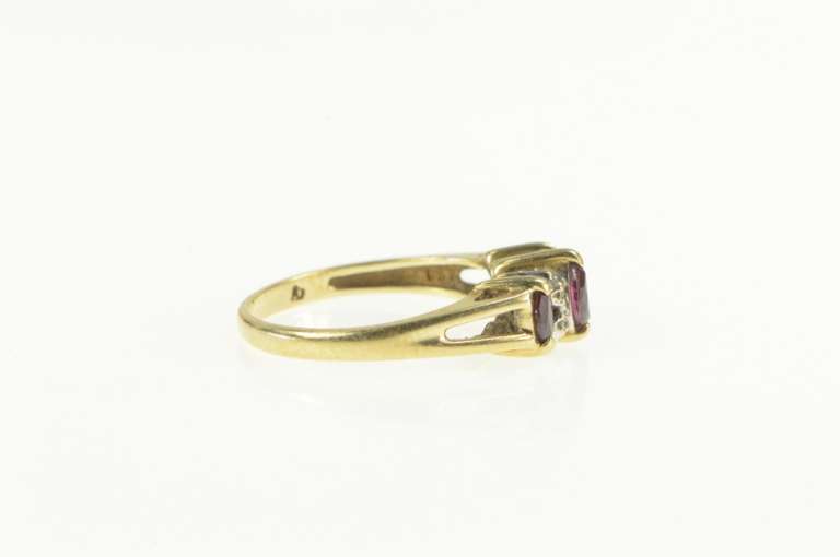 14K Yellow Gold Marquise Ruby Diamond Statement Band Ring