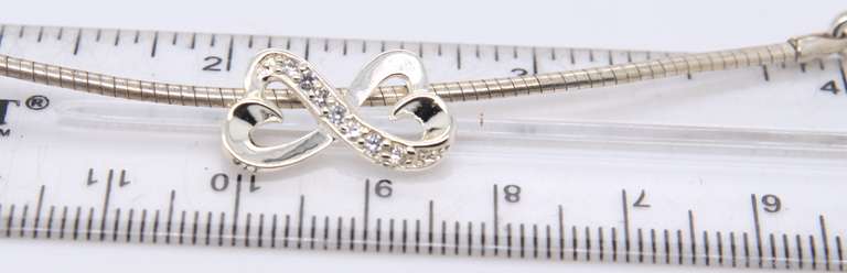 Vintage Sterling Silver Cubic Zirconia Infinity Pendant on Chain Necklace