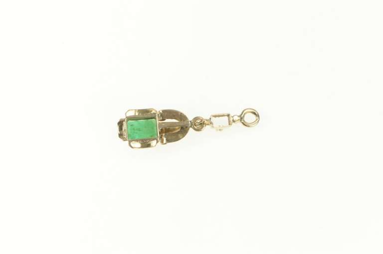 Gold Filled Victorian Ornate Natural Emerald Drop Pendant