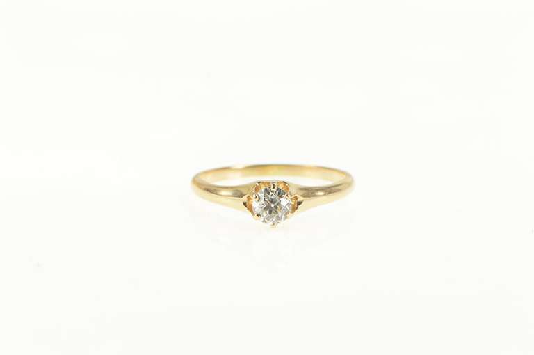 14K Yellow Gold 0.32 Ct Diamond Solitaire Victorian Engagement Ring