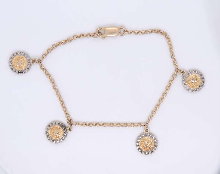 Vintage Sterling Silver Bracelet with 4 Charms