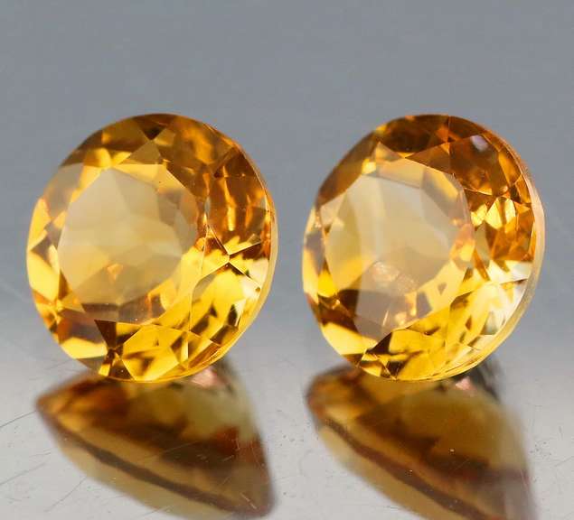 High fire 6.82ct golden yellow Citrine pair