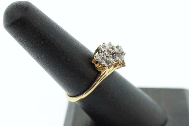 Ladies 14k gold diamond cluster ring