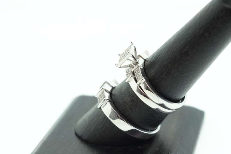 14K WHITE GOLD AND DIAMOND TRIO SET