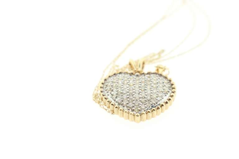 14K YELLOW GOLD CHAIN WITH DIAMOND HEART PENDANT