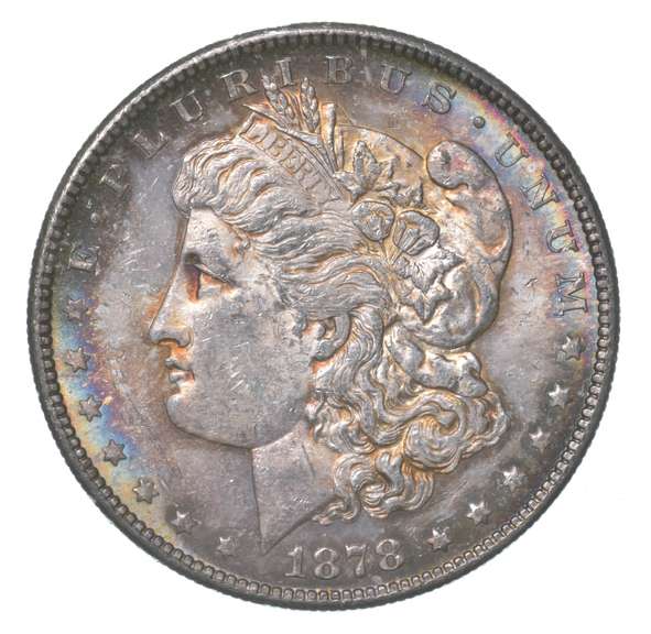 1878-S Morgan Silver Dollar - Beautiful Rainbow Tone