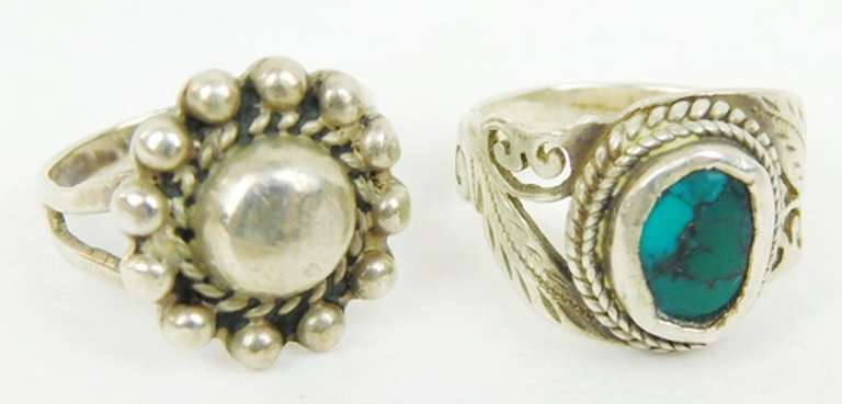 2 Vintage Sterling Silver Pinkie Rings, Size 4