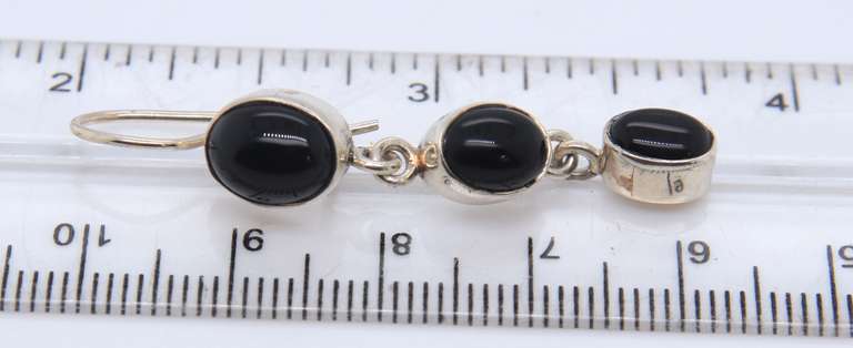 Lot of 2 Vintage 925 Sterling Silver Black Onyx and Pearl Dangle Earrings