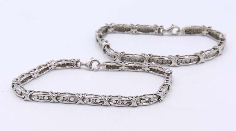 Group Lot of 2 Vintage 925 Sterling Silver Cubic Zirconia Bracelets