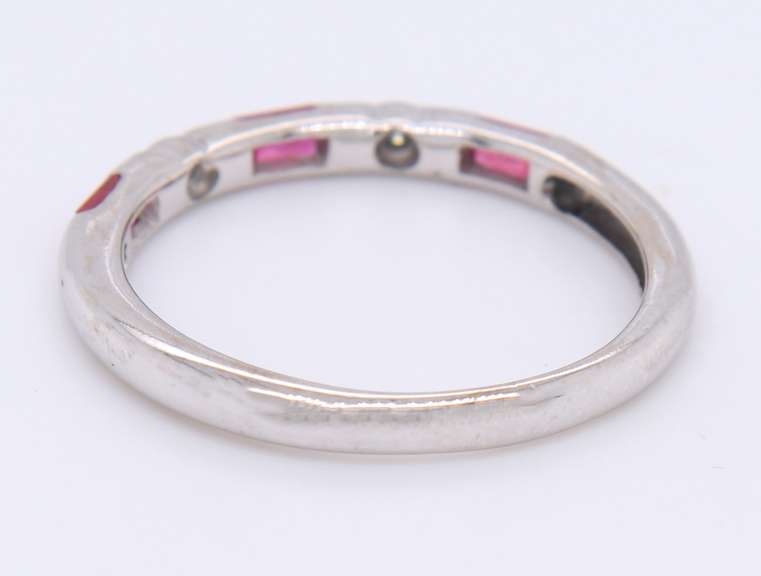 Fabulous White Gold Ruby and Diamond Stackable Band