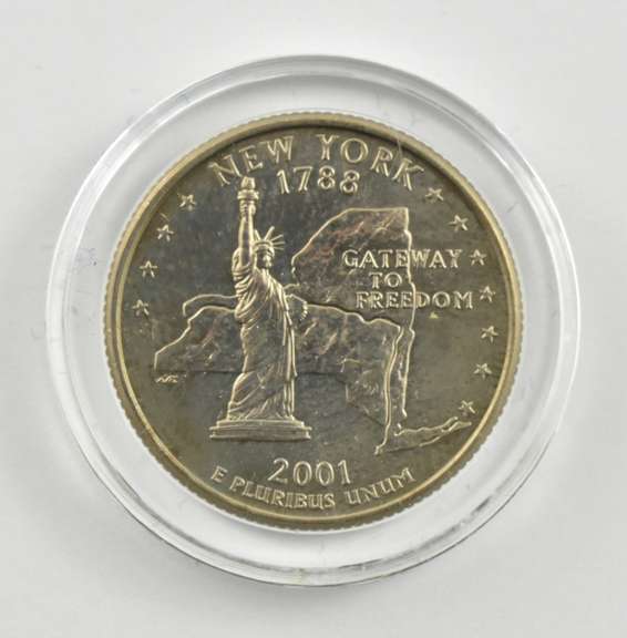 2001-P New York State Quarter Coin & Cancelled Die Set Box & COA