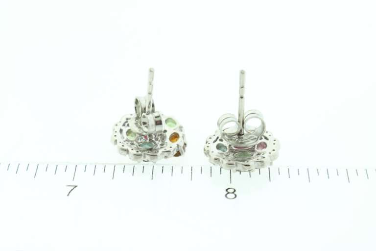 Whimsical Polychromatic Quartz Earrings with Silver and Diamond Accents