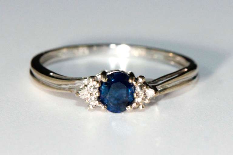 Midnight Natural Sapphire & Diamond Ring in 10k