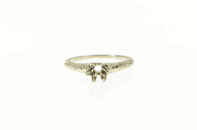 18K White Gold 5.25mm 1950's Ornate Engagement Setting Ring