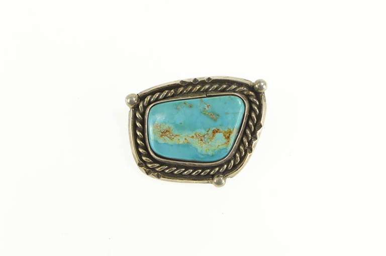 Sterling Silver Turquoise Ornate Native American Navajo Pin/Brooch