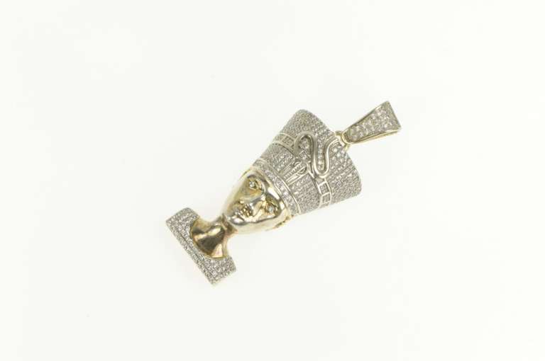 Sterling Silver Ancient Egyptian Queen Nefertiti Pave Pendant