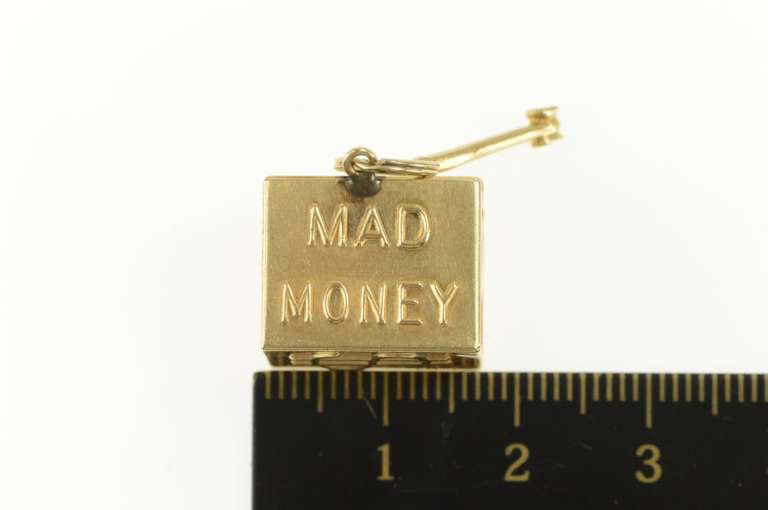 14K Yellow Gold Emergency Money Cash Dollar Bill Hammer Charm/Pendant