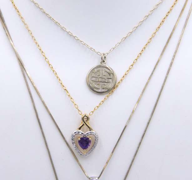 Group Lot of 4 Vintage 925 Sterling Silver necklaces