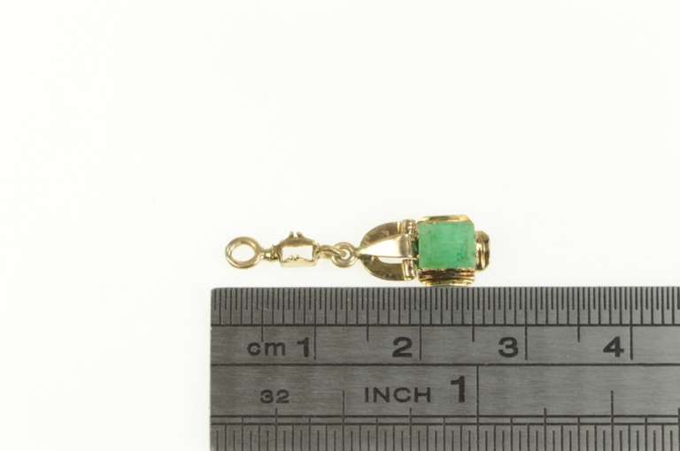 Gold Filled Victorian Ornate Natural Emerald Drop Pendant