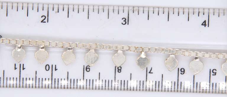 Vintage Sterling Silver Heart Shaped Charms Anklet