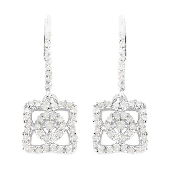 Rhodium Plated 0.56ctw Diamond Earrings