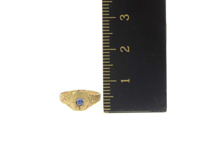 10K Yellow Gold Victorian Sim. Sapphire Blossom Baby Child's Ring