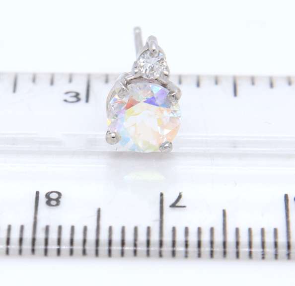 Pleasing White Gold Mystic Topaz and Diamond Stud Earrings