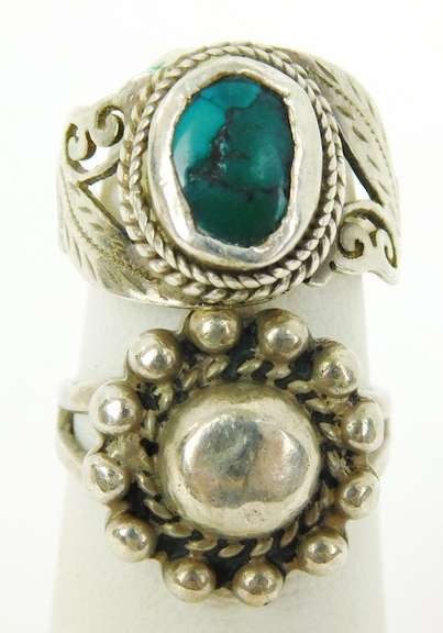 2 Vintage Sterling Silver Pinkie Rings, Size 4